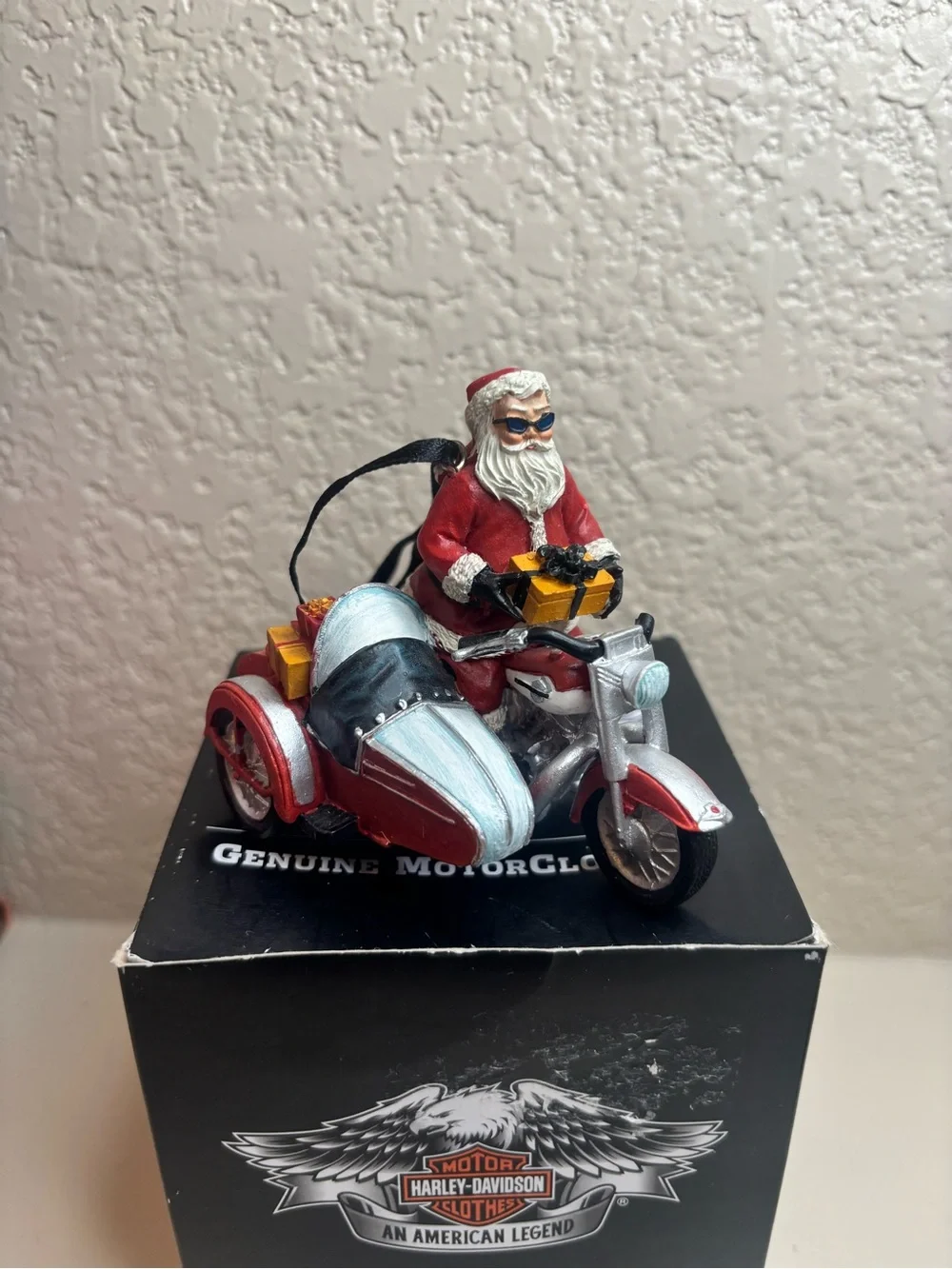 Harley-Davidson Red White Black Santa with Sidecar Ornament